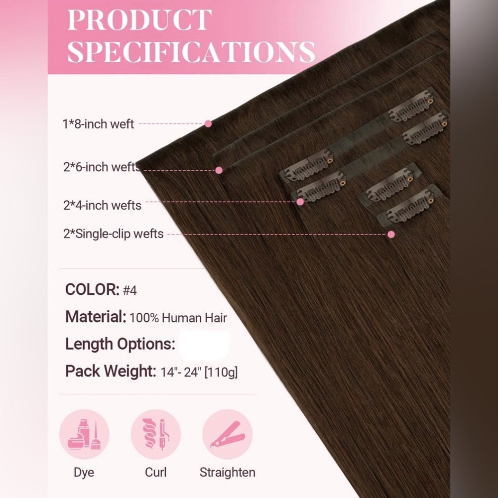 Maxita Chocolate Brown Remy Human Hair Seamless Clip In Hair Extensions - Picture 2 of 12